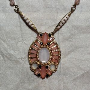 Chic Pink and Gold Statement Necklace